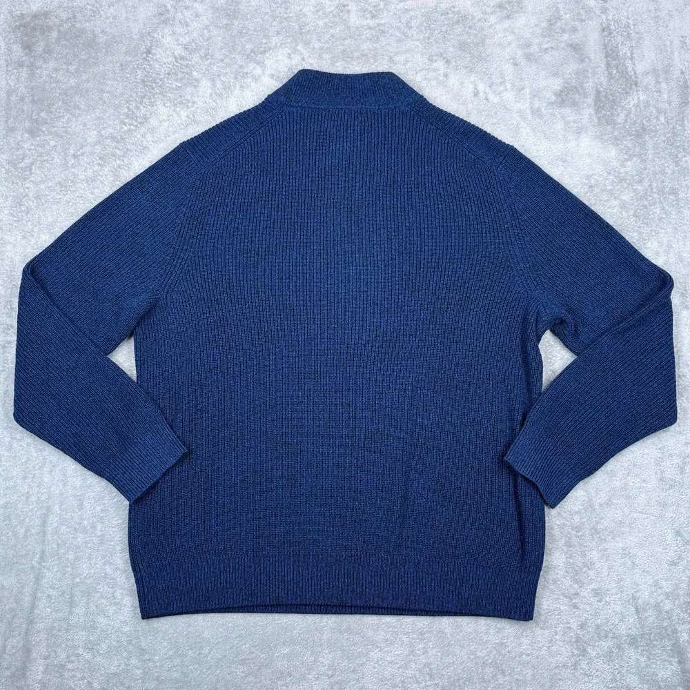 Vineyard Vines Oysterman Merino Wool Sweater Mens 2XL Blue Soft 1/4 Button Knit‎